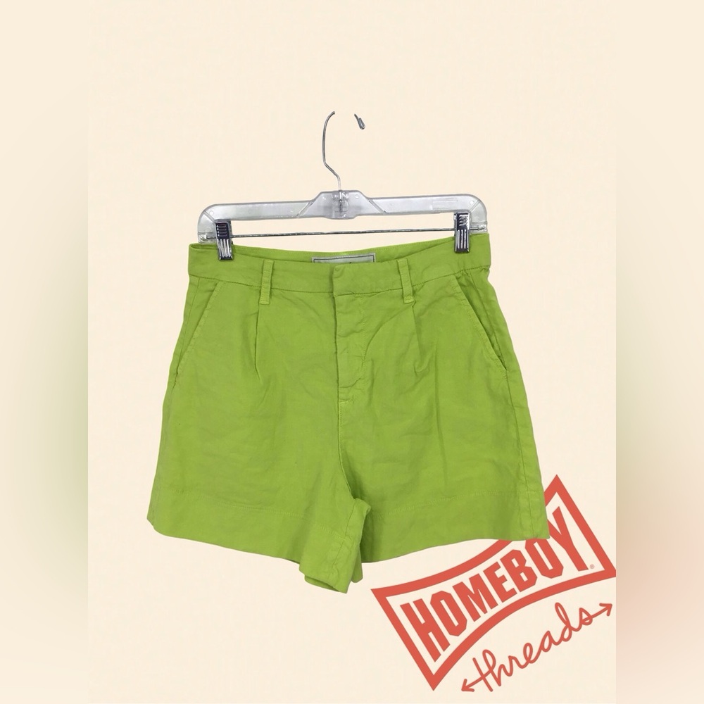 NWT Frank & Eileen Green Bermuda Shorts High-Waisted Pleated size 4